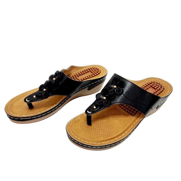 Orthopedic Wedge Sandals Women Comfortable Dressy Summer Women black Size 10.5 - Picture 7 of 14